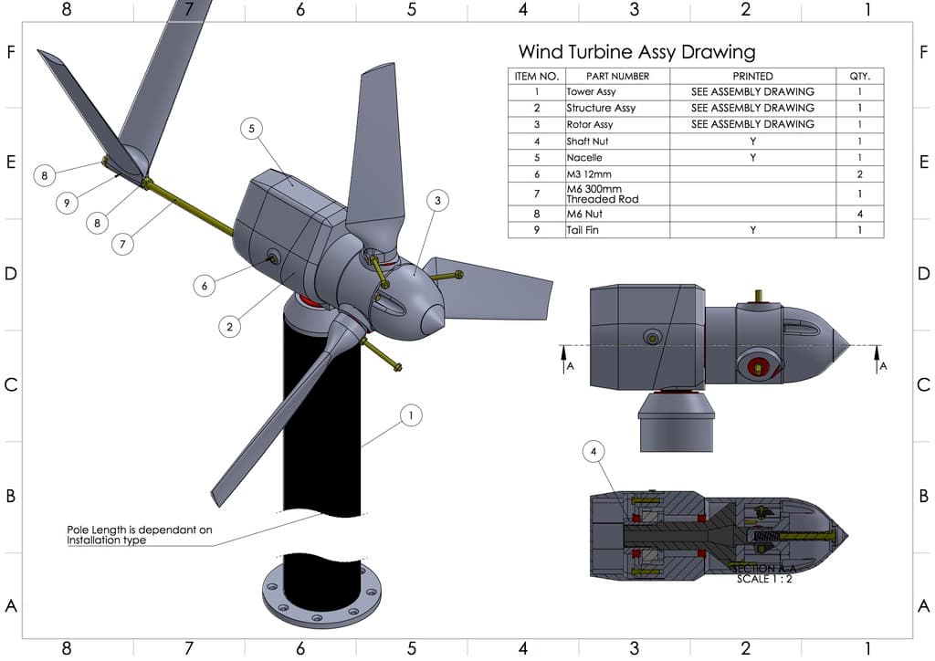 MKII 5 Watt 3d printable Wind Turbine