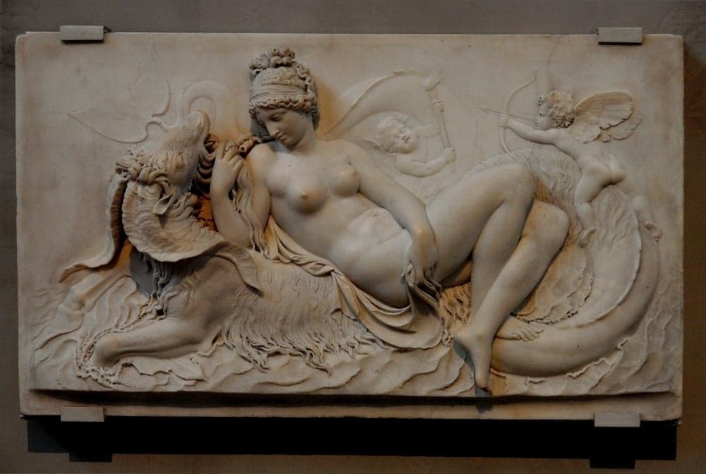 Venus Reclining on a Sea Monster with Cupid and a Putto