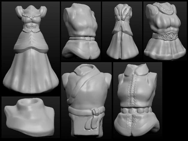 Sculptris OBJ Bits: Fantasy Shirts