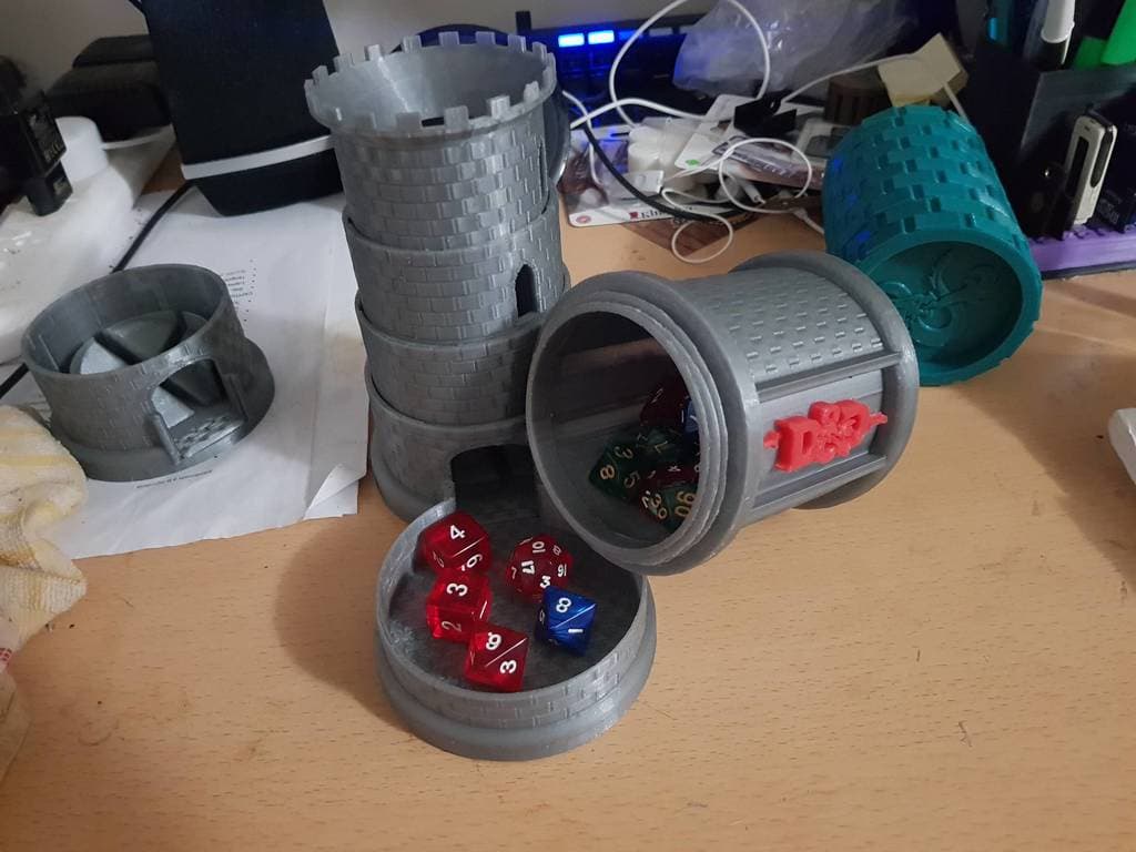 Collapsible dice tower with container