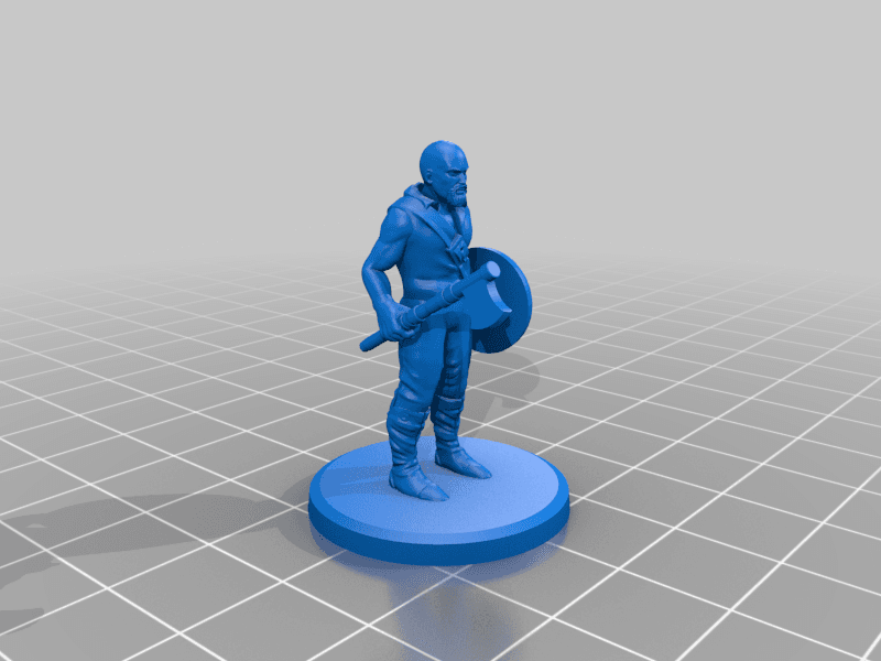 Bandit with Axe and Shield D&D Miniature for Tabletop RPG